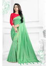 GREEN COLOUR DESIGNER CHEX ART SILK PARTY WEAR SAREE 602